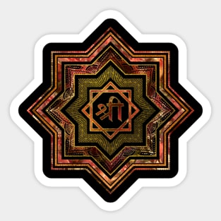 Red Gemstone and gold  Star of Lakshmi -  and Sri Sticker